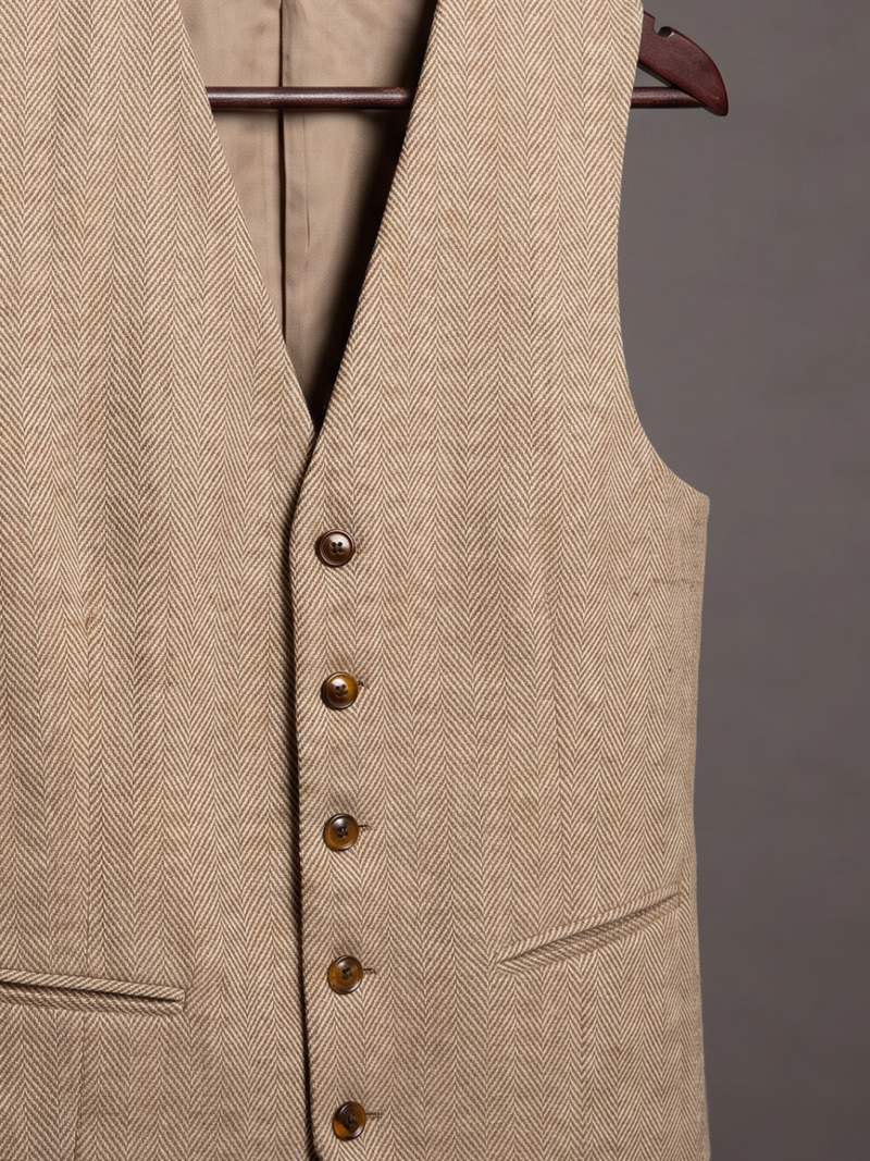 The Camel Herringbone Waistcoat