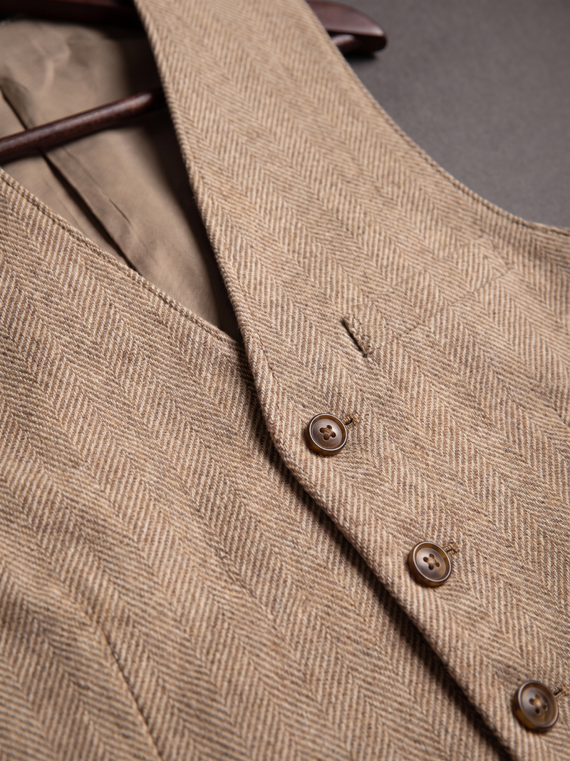 The Camel Herringbone Waistcoat