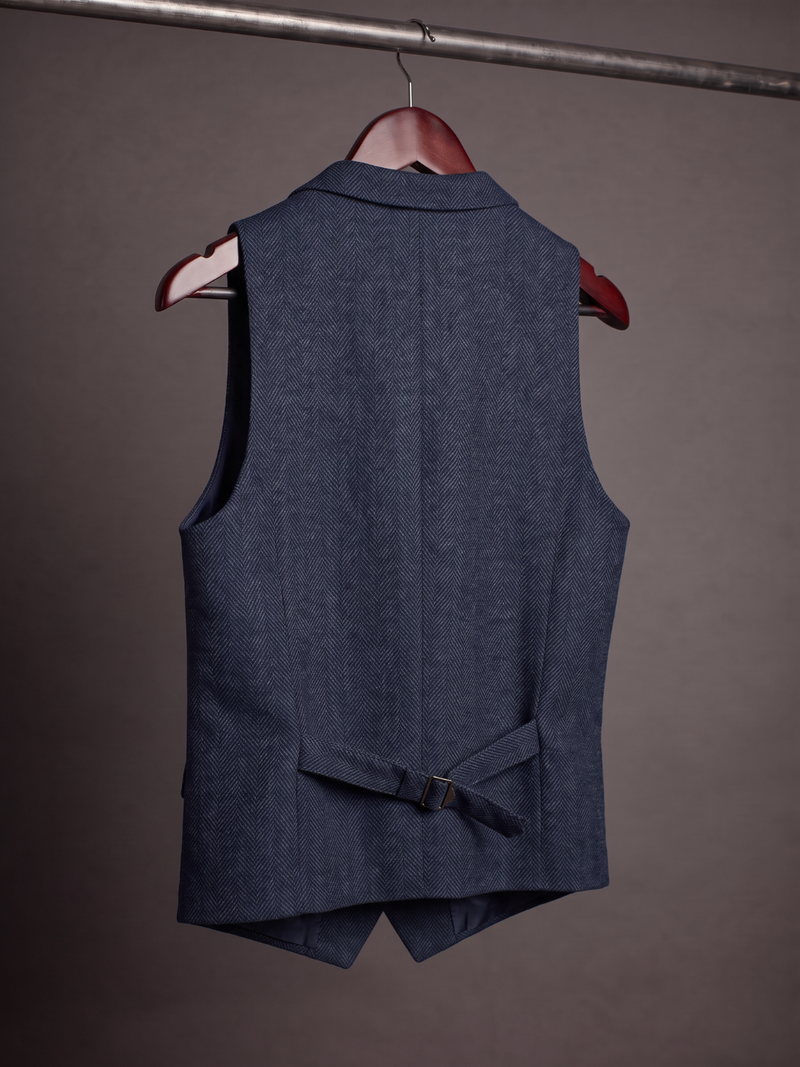 The Navy Herringbone Waistcoat