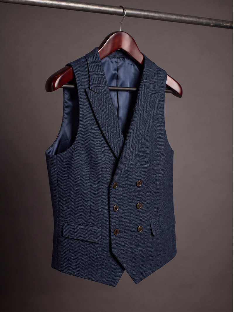 The Navy Herringbone Waistcoat