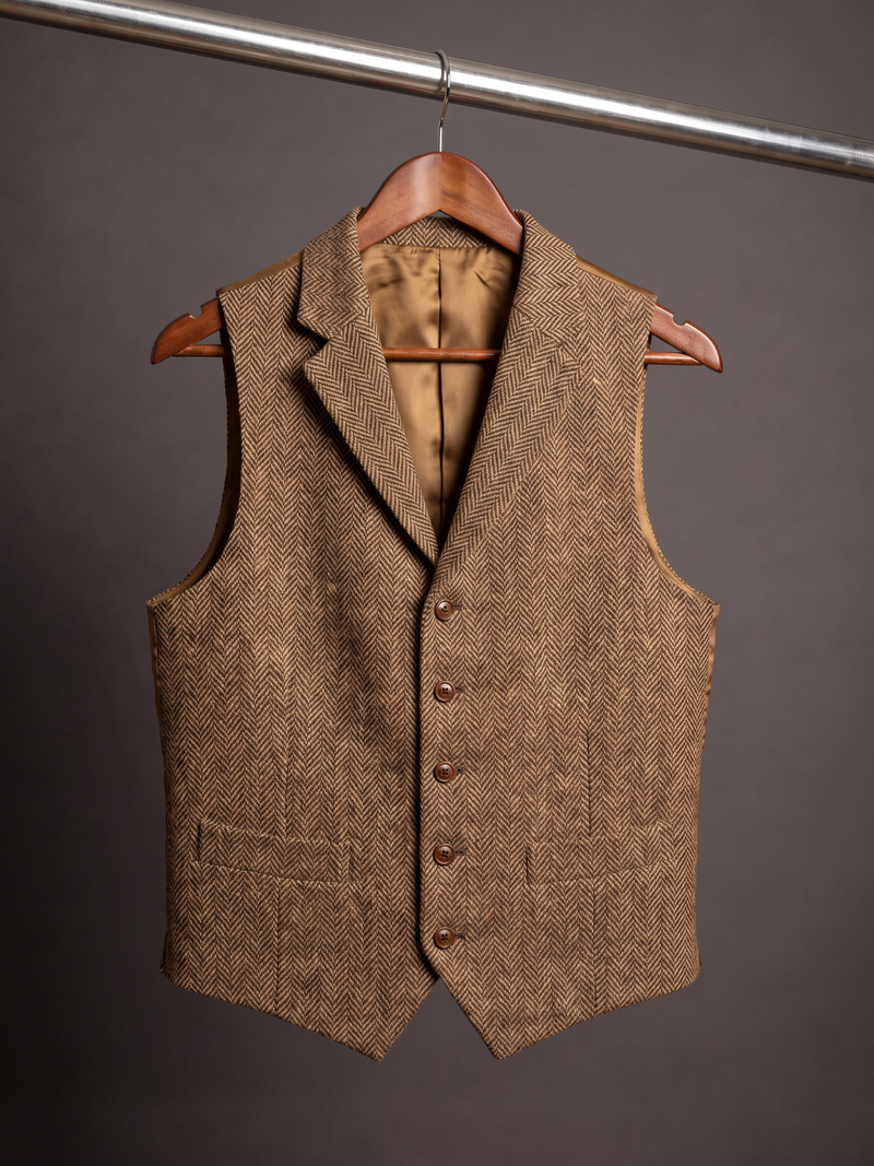 The Tobacco Herringbone Waistcoat